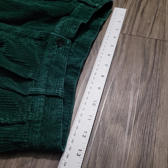 80s Vintage Deep Green Corduroy Pleated Trousers Size 26/27 Pleated Cotton - Picture 6 of 9